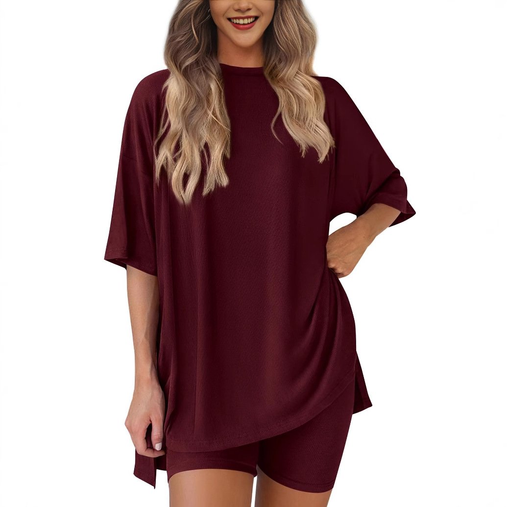 💝 2025 Sommer Casual Oversized Shirts Shorts Passendes zweiteiliges Lounge-Set für Frauen