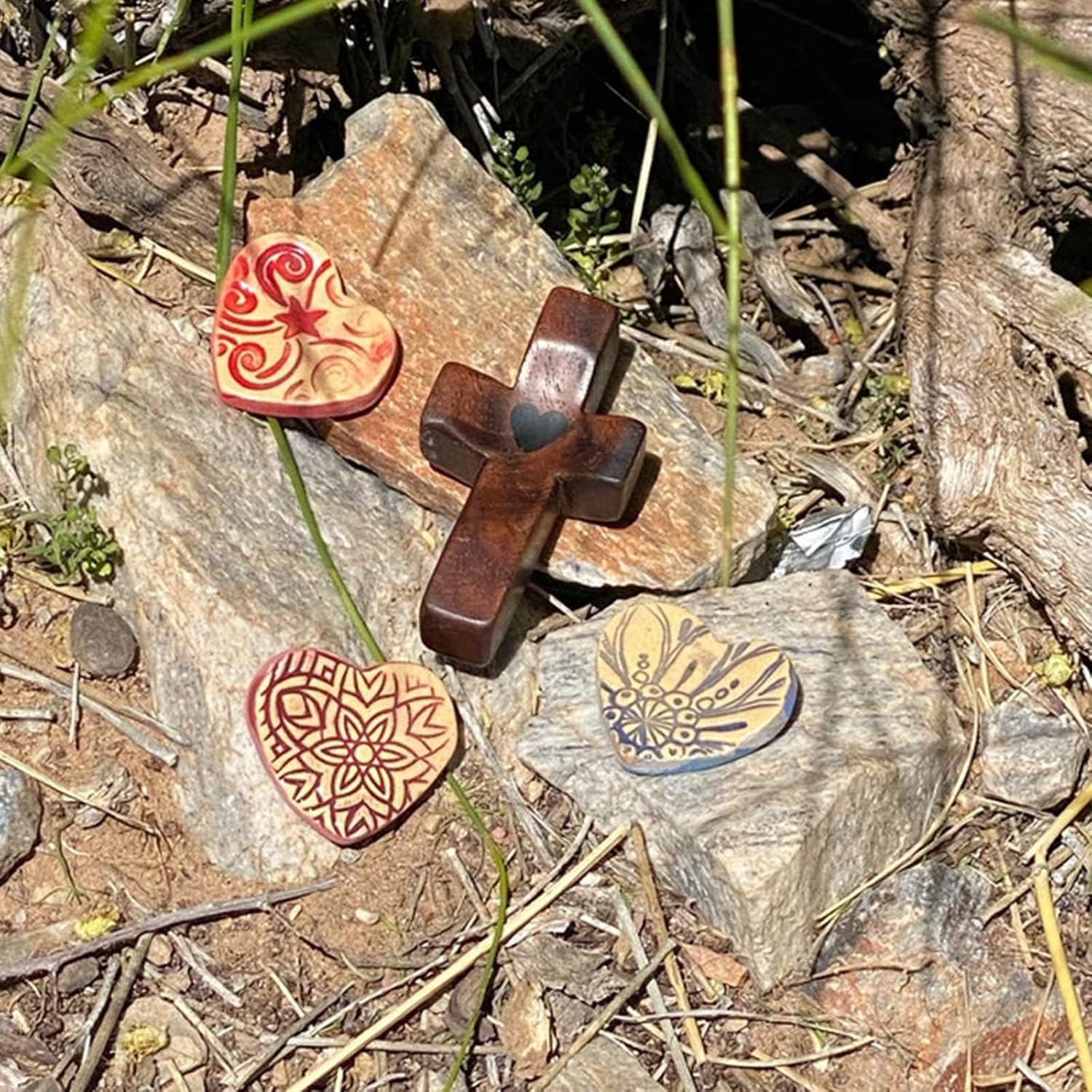 ✝️100% Hand-Carved - 🕊️Cross My Heart | ❤️Encouragement Gift