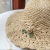 Elegant Crochet Straw Hat with Ruffle Detail