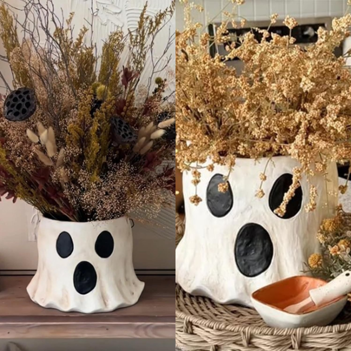 🔥Halloween pre-sale🔥 Halloween ghost bucket handmade flower basket, suitable for home decoration