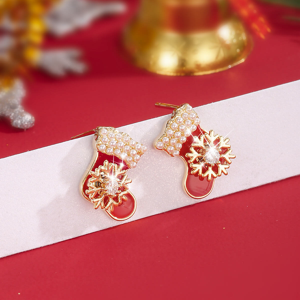 (🌲Early Christmas Sale- 50% OFF) Creative Spinning Snowflake Christmas Socks Earrings