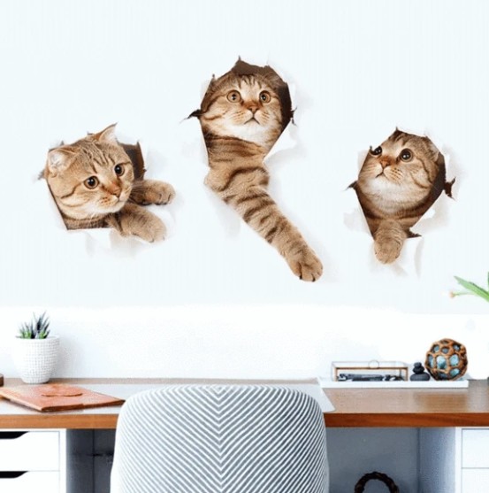 Halloween Sale-Removable 3D Cartoon Animal Cats Wall Stickers