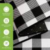 Buffalo Check Plaid Kitchen Rug Set - 2PCS (17x47 & 17x29), Farmhouse Style, Non-Printed Woven Surface, Non-Slip, Machine Washable, Black & White