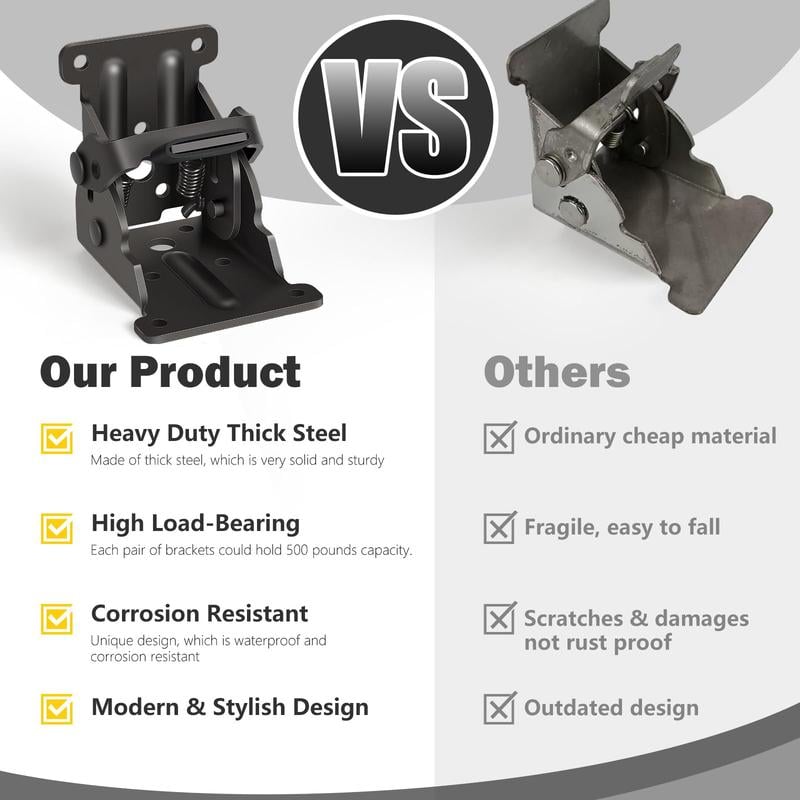 ⏰LAST DAY SALE 50% OFF💥Heavy-Duty Folding Brackets with 90° Lock – Space-Saving Steel Hinges