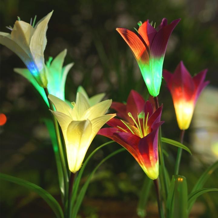 (❤️Women's Day Flash Sale - 50% OFF) Spring Artificial Lily Solar Garden Stake Lights, Buy More Save More