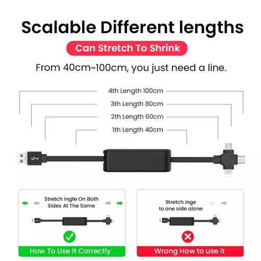 (🔥Black Friday & Cyber Monday Deals - Buy 2 Get 1 Free🔥) Three in One Charging Cable Roll