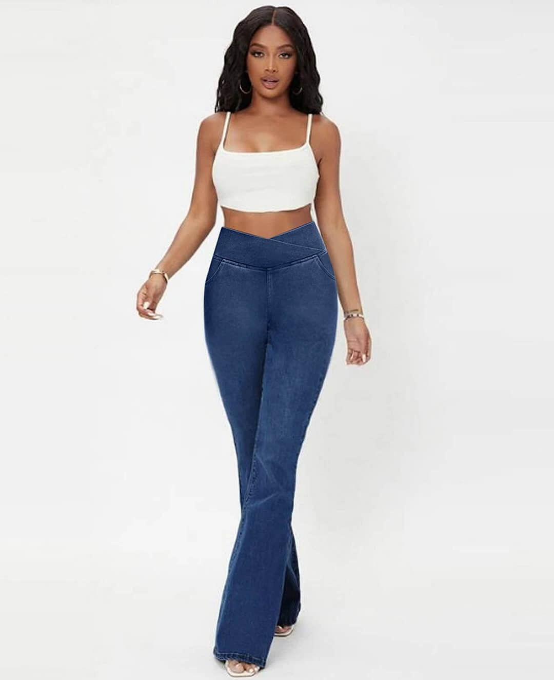 🔥Stretch-Jeans mit hoher Taille und Crossover