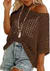 🎁TikTok Last Day Sale - 70% OFF🎉 Womens Summer Scoop Neck ShortSleeve Sweater Casual Crochet Hollow Out KnitTops