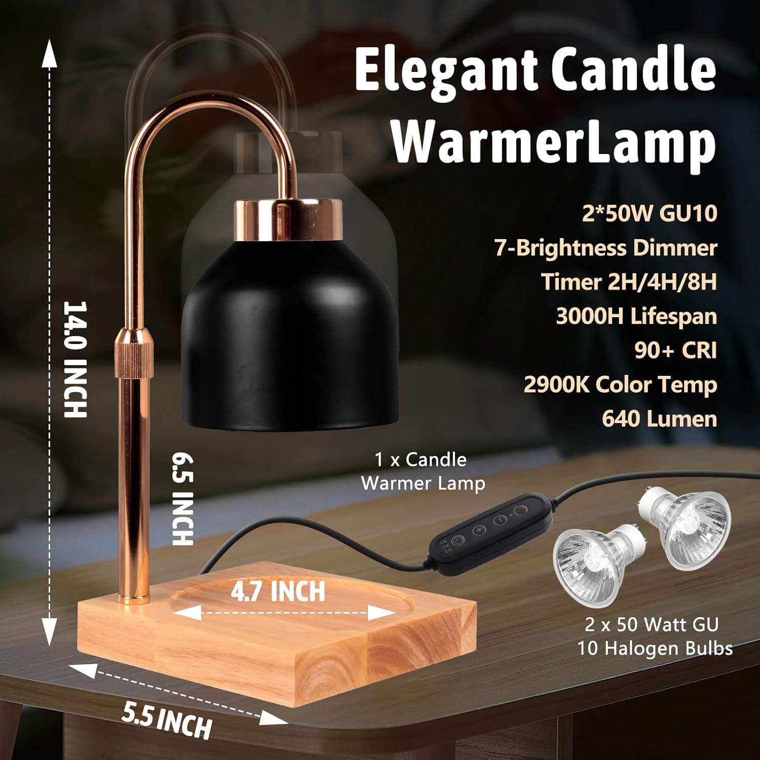 GEEZO Fragrance Candle Warmer Lamp with 2 Bulbs Electric Candle Warmer with Timer & Dimmer for Home Decor