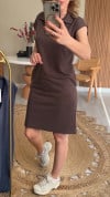 Ladies' Lapel Solid Color Casual Dress