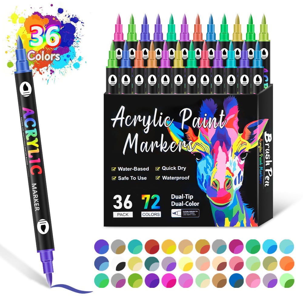 🔥Last Day Promotion 48% OFF-🎁-Dual Tip Acrylic Paint Pen Marker - 24/48/72 Colours