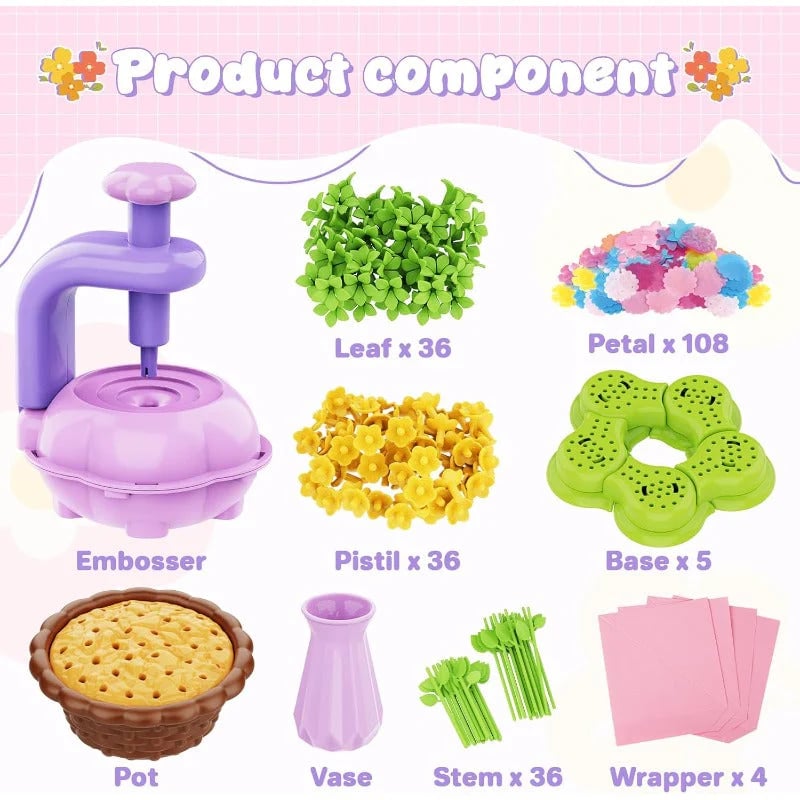👨‍👩‍👦🎁Kids DIY Flower Craft Kit – Press & Build Your Own Bouquets