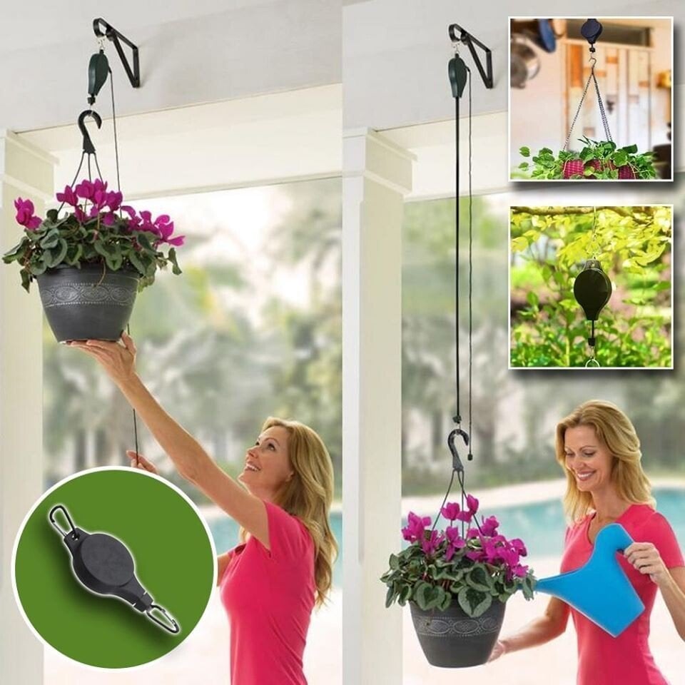 (Mother's Day Promotion - 50% OFF) 🎁🌳Plant Pulley Set For Garden Baskets Pots, Birds Feeder-BUY 4 GET 4 FREE