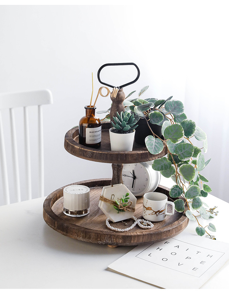 Vintage Wood 2 Tiered Tray