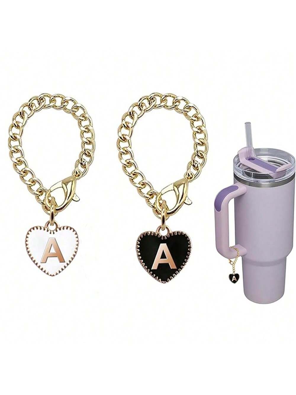 Letter Charm Accessories for  Cup 2PCS Initial Name ID Personalized Handle Charm for  Tumbler