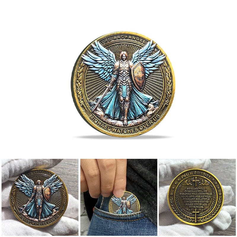 The Archangel Michael Watches Over Us Challenge Coin