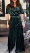 Women's V-neck Lace-up Suede Casual Jumpsuit