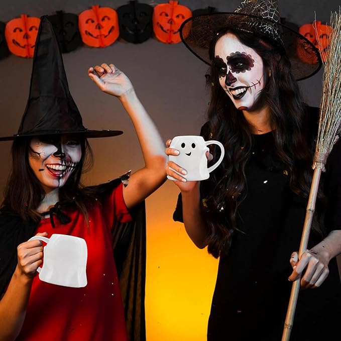 🎁TikTok Last Day Sale - 70% OFF👻Halloween Mugs Set - Black Pumpkin & White Ghost Ceramic Coffee Cups 🎃