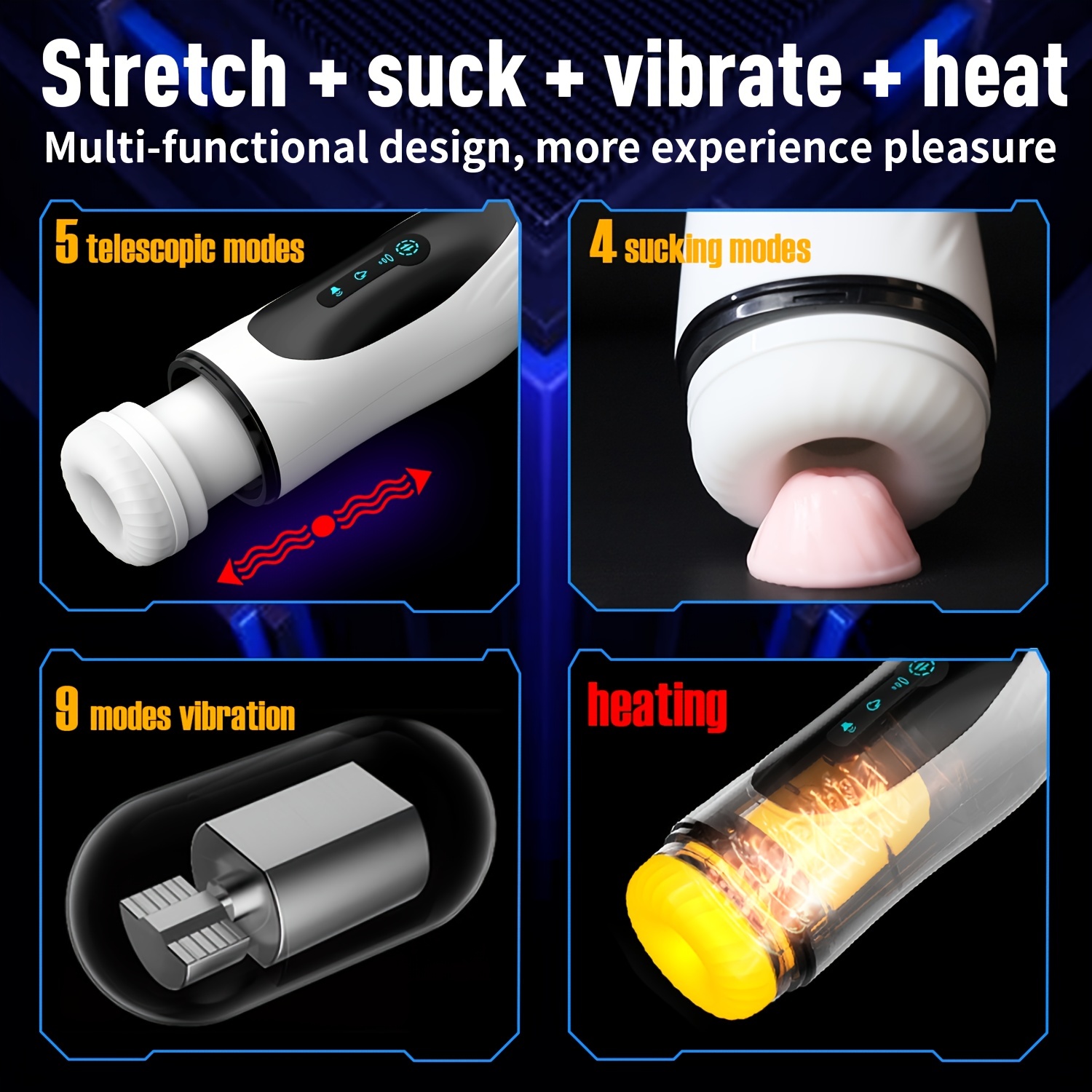 SHEMESIX - Male Masturbation Cup - Fully Automatic Retractable Sucking Vibration Stimulating Penis Exerciser Adult Products