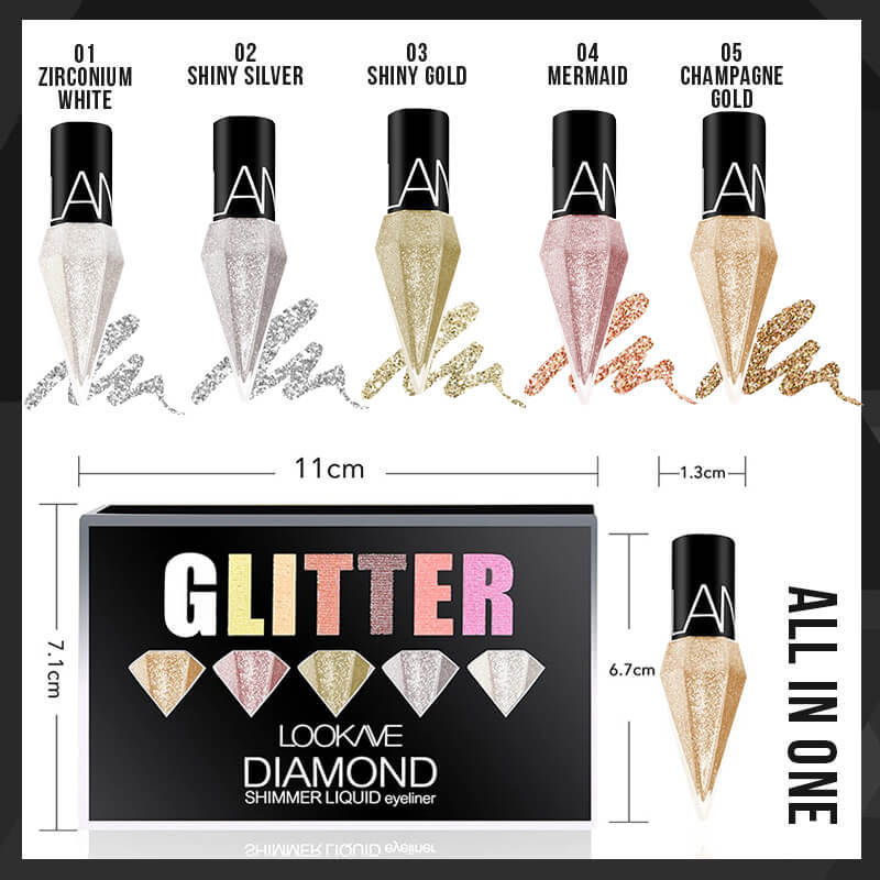 (🔥Last Day Promotion - 50% OFF) glittering diamond liquid eyeliner, Buy 5 Get 5 Free