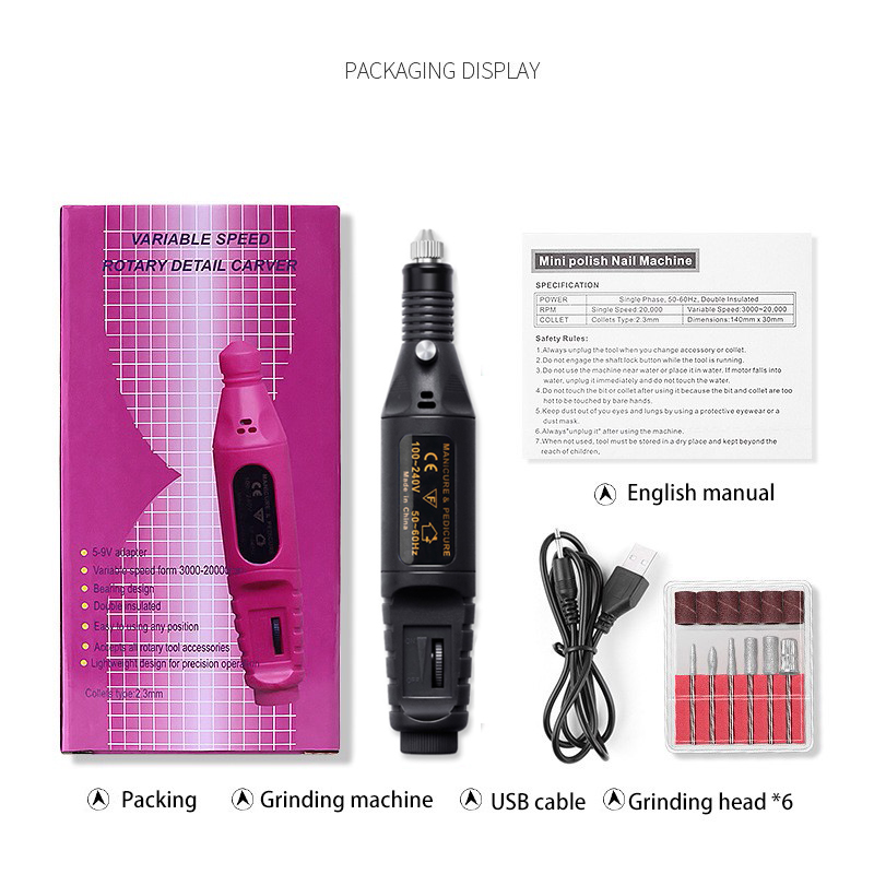 (Summer Flash Sale- 50% OFF) Upgraded Professional Cordless Portable USB Rechargeable Nail Polisher