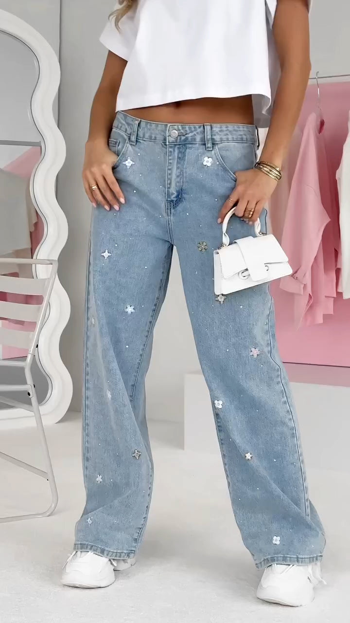 Women's Rhinestone Star Casual Jeans