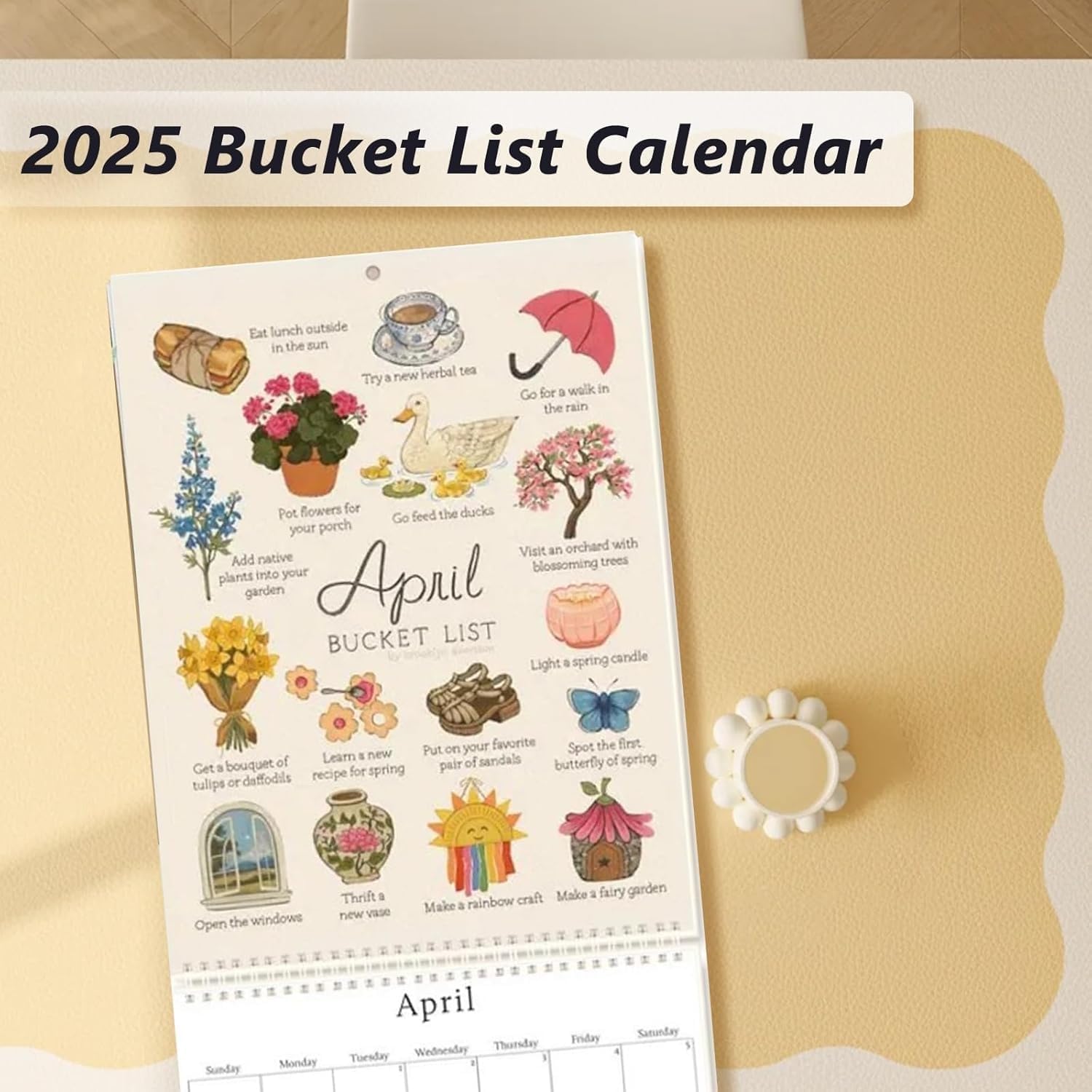 📅2025 Bucket List Calendar,Fun Activity Planner with Monthly Goals✨