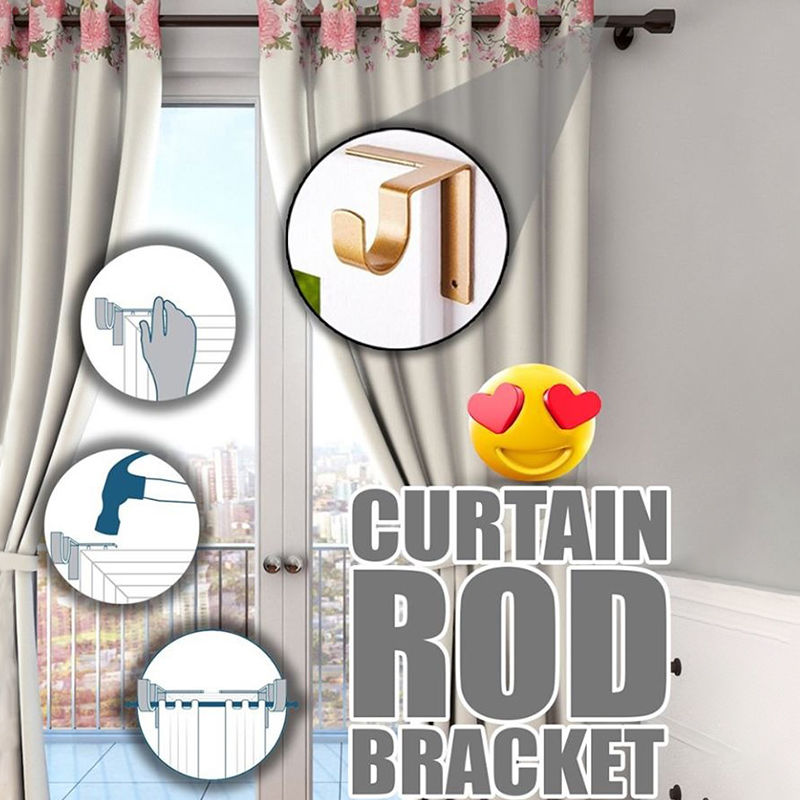 50% OFF No Drill Curtain Rod Brackets Holders, Buy 2 Get Extra 10% OFF