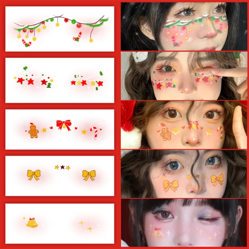 🎄Christmas Sale- SAVE 50% OFF🎄Christmas Customization - Christmas Creative Makeup Stickers(5 PCS)⛄