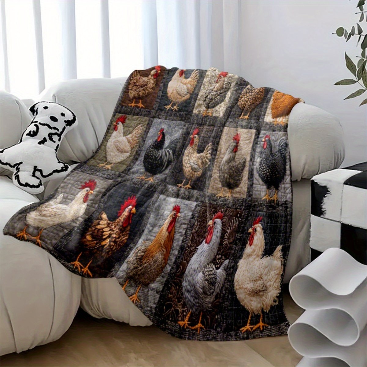 🐔Vintage-Hühnerdecke aus Flanell – weich & charmant