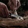 Exquisite Handcrafted Stainless Steel Pocket Knife with Wooden Handle and Damascus Blade