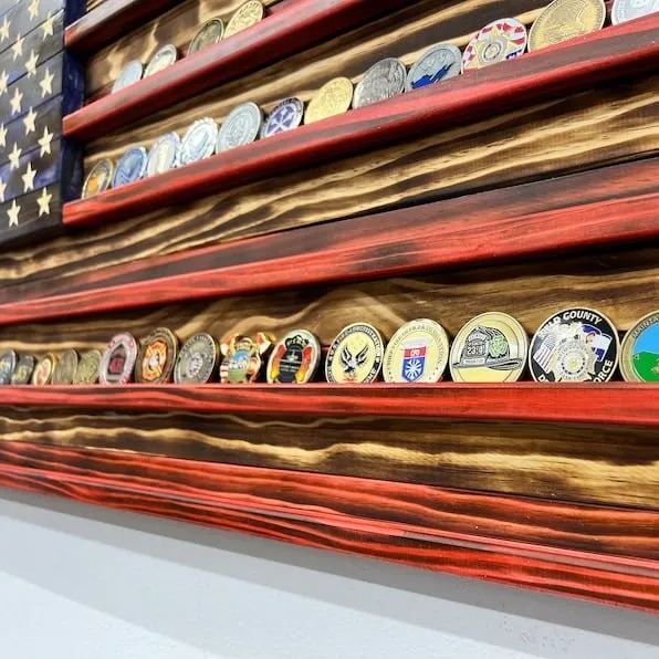 🔥Handmade US Flag Challenge Coin Display