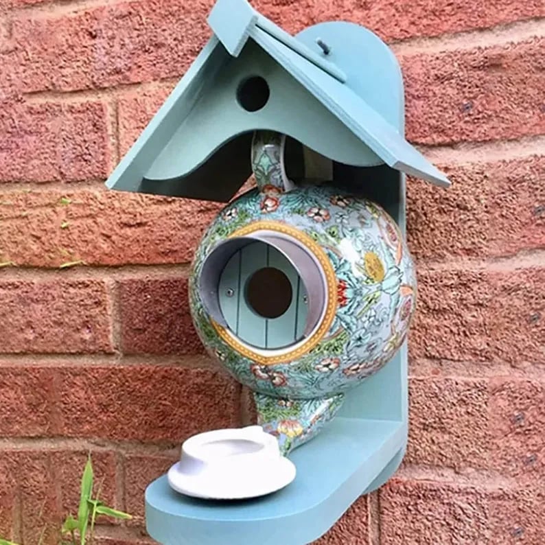 🔥Last Day Promotion 70% OFF🔥William Morris Teal Teapot Bird House