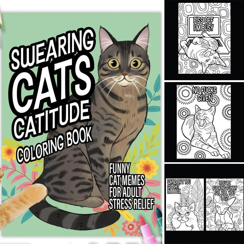 😹Funny Kitty Memes Coloring Book For Adult Relaxation