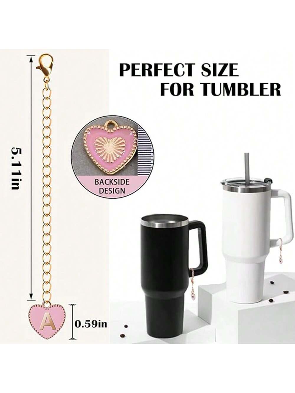 Letter Charm Accessories for  Cup 2PCS Initial Name ID Personalized Handle Charm for  Tumbler