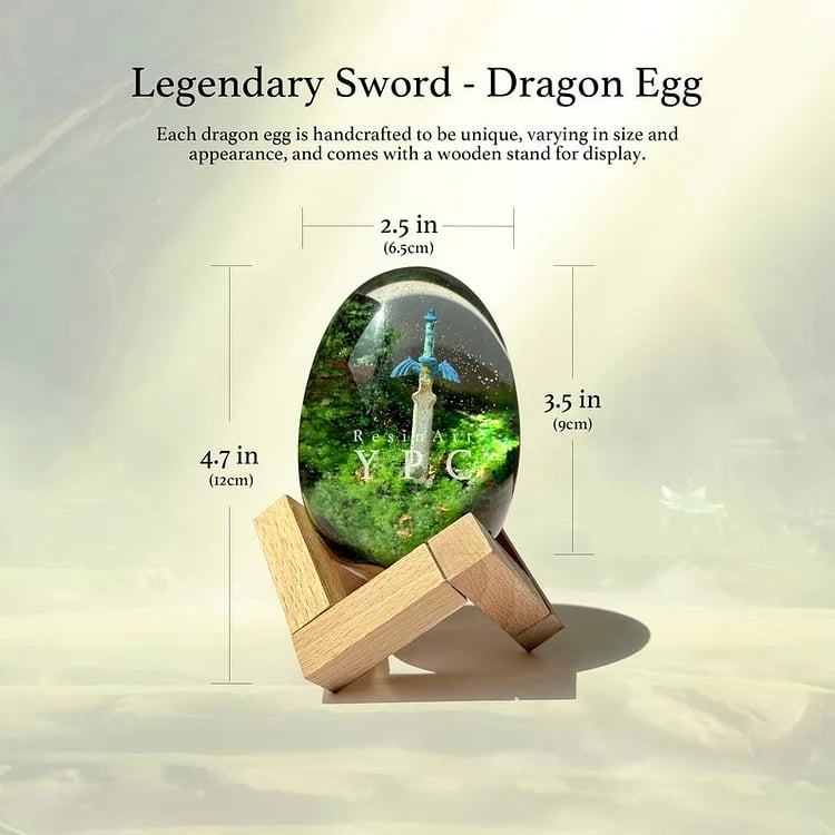 Inspired by the popular video game, Handcrafted Resin Wood Eggs with Rusty Sword Decoration