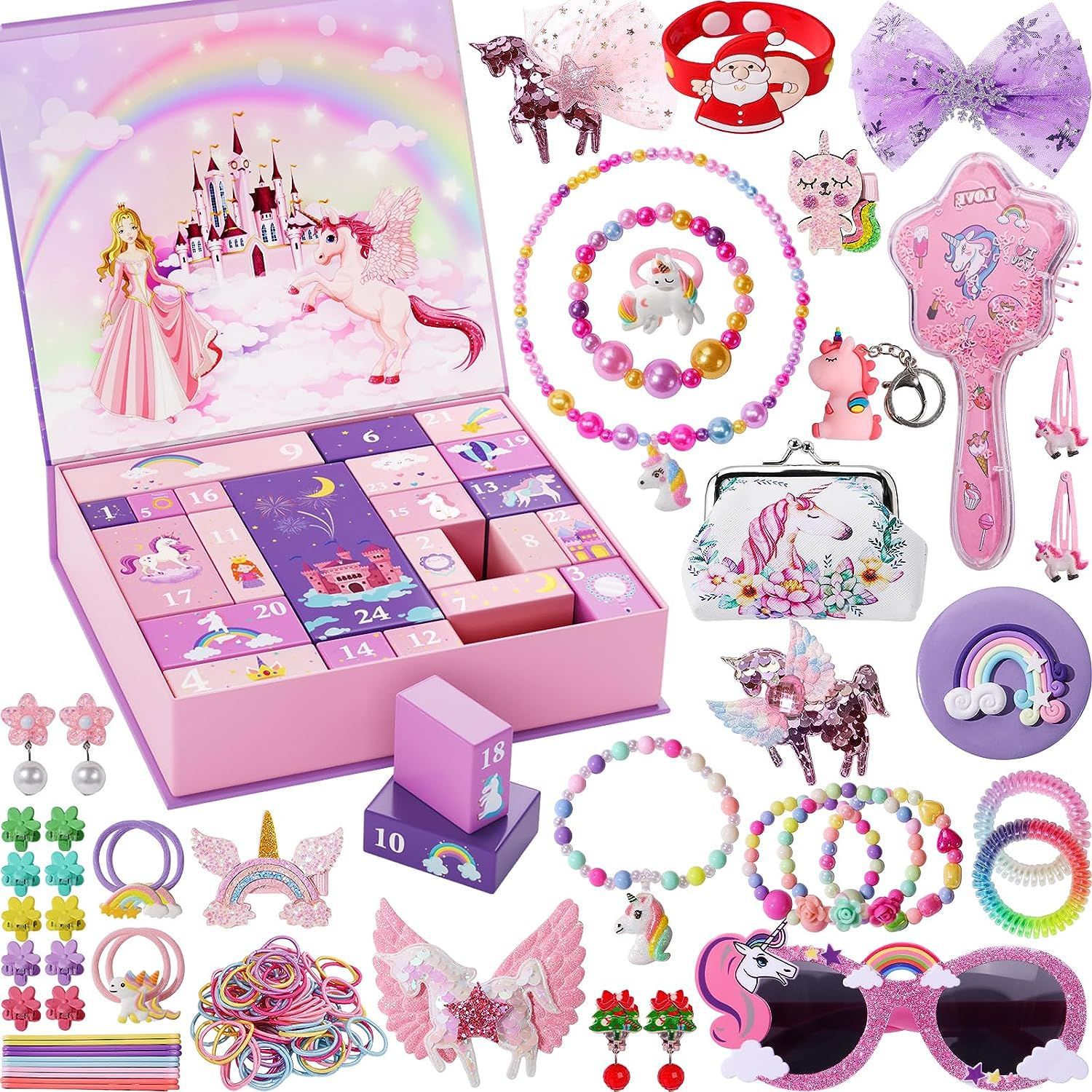 (🌲EARLY CHRISTMAS SALE - 50% OFF)  - 🎁Christmas Gifts 24 Days Xmas Countdown Calendar Unicorn Jewelry Gifts Box
