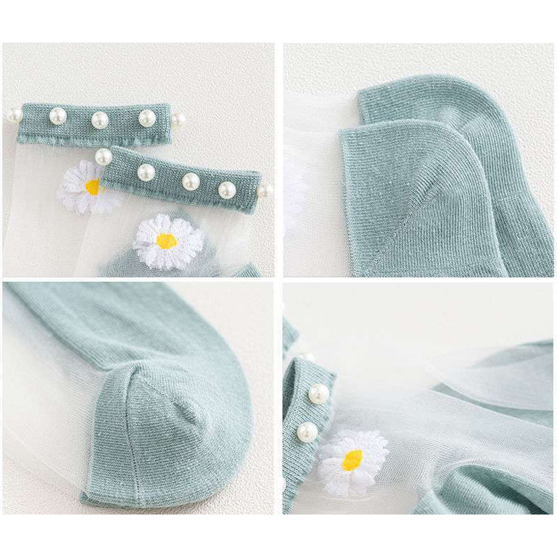 💗Mother's Day Sale 50% OFF💗Daisy Pearl Transparent Socks-BUY 5 GET 5 FREE & FREE SHIPPING