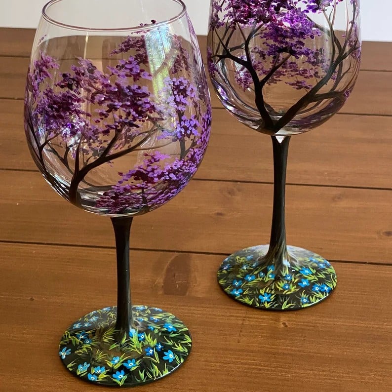 🔥HOT SALE NOW 49% OFF - Four Seasons Tree Wine Glasses - Hand Painted Art