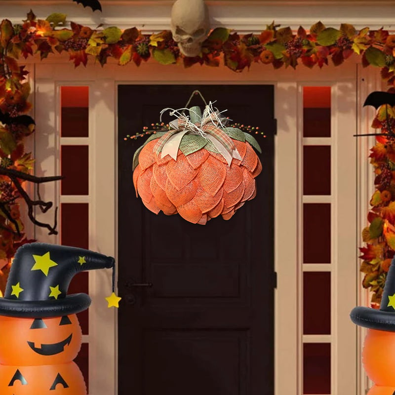 🔥Fall Hot Sale 50% OFF🎃Handmade Halloween Pumpkin Wreath For Front Door