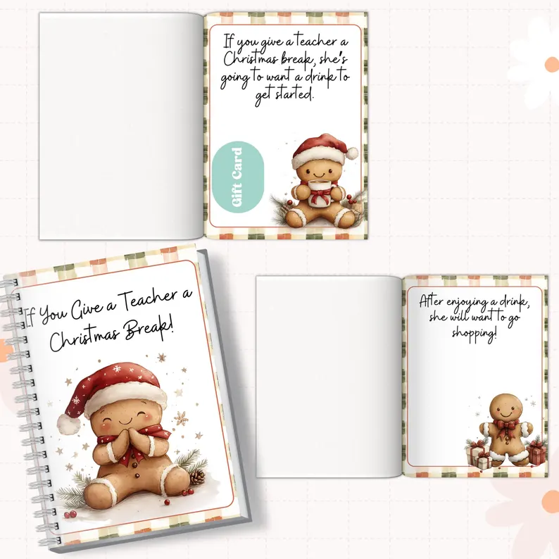 👩‍🏫Teacher Christmas Gift Card Book🍪Christmas Gingerbread Man