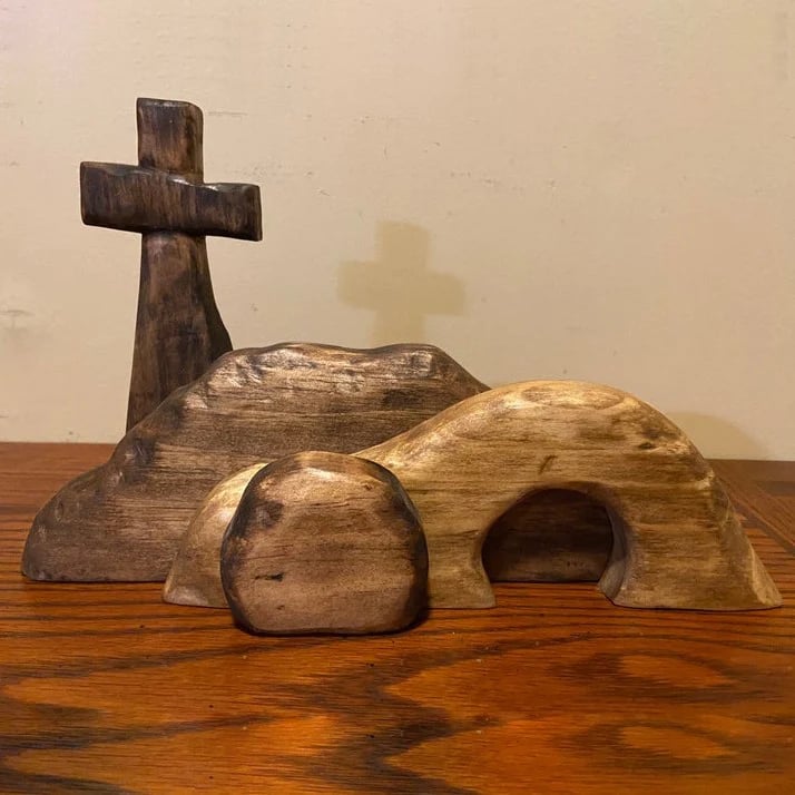 🙏Easter Pre-sale✝️Handmade Empty Tomb Easter Scene And Cross