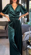 Women's V-neck Lace-up Suede Casual Jumpsuit