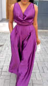 Ladies' V-neck Top and Pants Casual Set with Temperament
