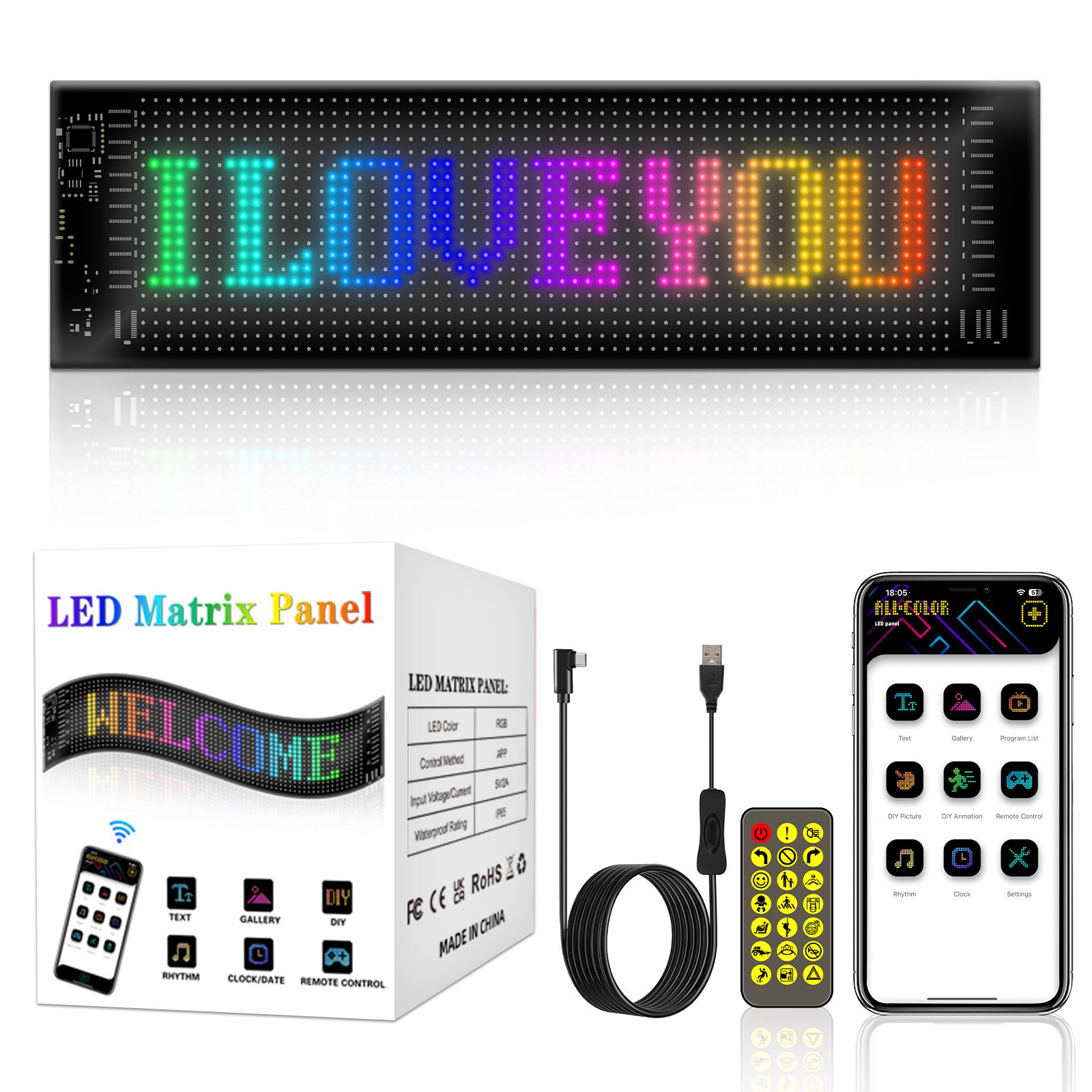 🔥Last Day Promotion - 70% OFF🎁👀Car Dynamic LED Smart Colorful Eye Lamp Soft Screen