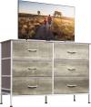 WLIVE Wide Fabric Dresser, 6 Drawer Dresser TV Stand for 60