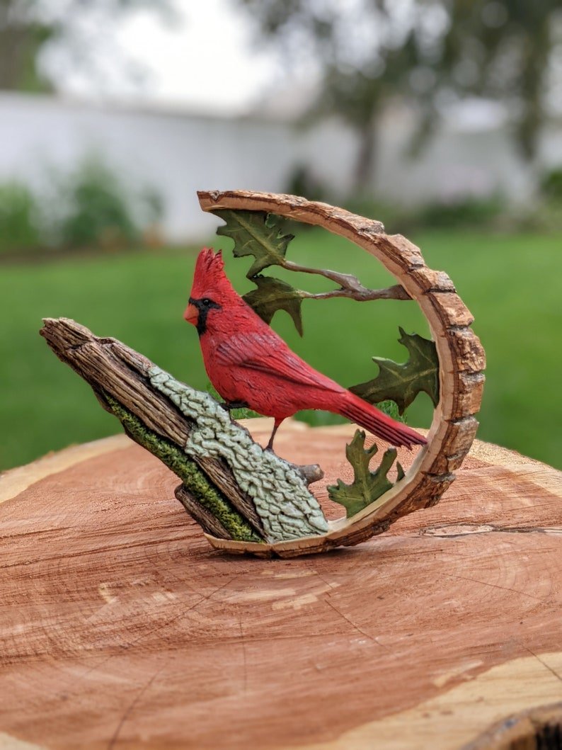 Cardinal Wood Carving Handmade(𝐀𝐥𝐚𝐧 𝐄𝐰𝐞𝐧 𝐇𝐚𝐧𝐝𝐦𝐚𝐝𝐞®)