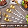 Matte Gold Silverware Set, VANVRO 40-Piece Stainless Steel Flatware Set, Satin Finish tableware Cutlery Set, Service for 8, Home and Restaurant, Dishwasher Safe
