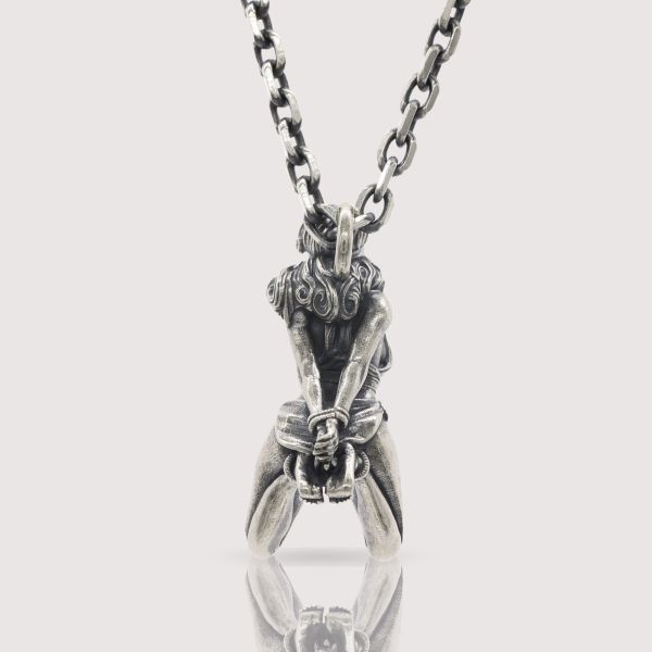 Sterling Silver Suffering Goddess Pendant Necklace