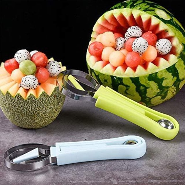 Stainless Steel 4 In 1 Melon Scoop Fruit Carving Tool Set